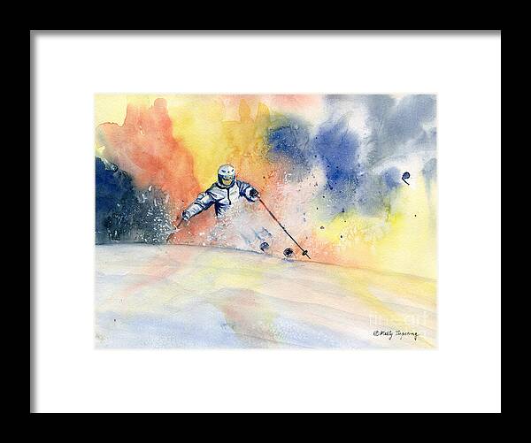 Skiing Framed Print featuring the painting Colorful Skiing Art 2 by Melly Terpening