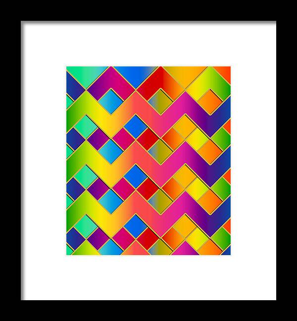 Colorful Zig-zag Framed Print featuring the digital art Colorful Zig-Zag by Chuck Staley