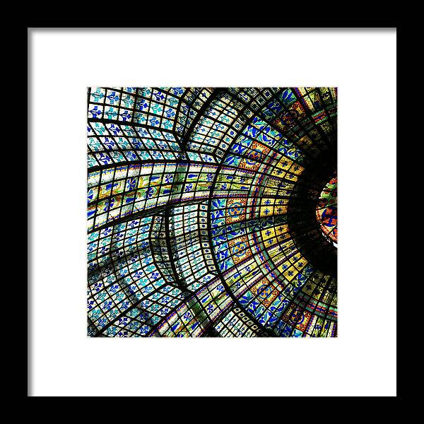 Colorful Stained Glass Ceiling In Paris Framed Print featuring the photograph Colors of Paris by Bellanda