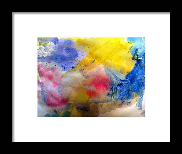 Abstract Framed Print featuring the painting Colors of the skies by Khalid Saeed
