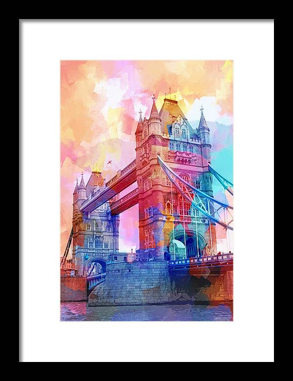 London Framed Print featuring the painting Colourful Tower Bridge by Lutz Baar