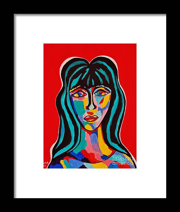 #art #artist #artistic #artists #arte #dibujo #myart #artwork #illustration #graphicdesign #graphic #color #colour #colorful #lightspacetime #painting #drawing #drawings #paintings #acrylic #creative #sketch #beautiful #marymagdalene #marymagdalenepaintings #sandramarieadams #paintings #modernart #abstract #abstractart #abstractpaintings #waihekeart #waihekeislandart #artistic #artforsale #spiritualistic #stained Glass #red #yellow #pink #aqua #turqouise #blue Framed Print featuring the painting Colours of Mary Red by Sandra Marie Adams