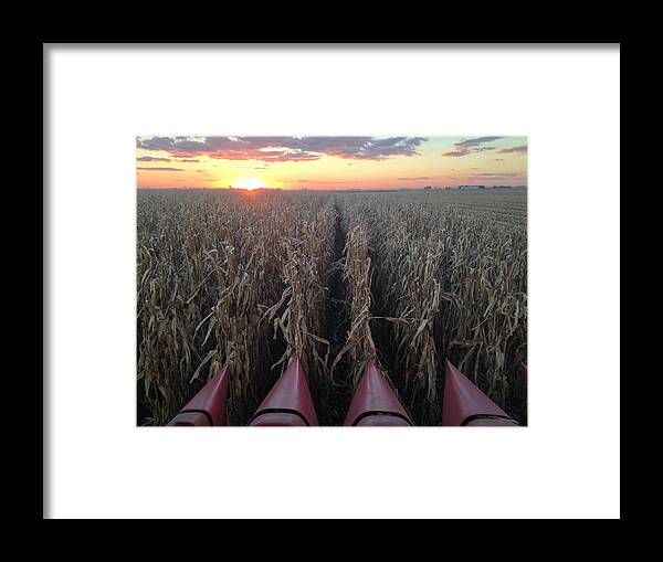 Combine Sunset H Framed Print featuring the photograph Combine Sunset H by Dylan Punke