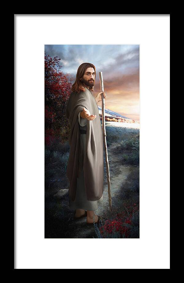Christ Framed Print featuring the painting Come Follow Me by Brent Borup