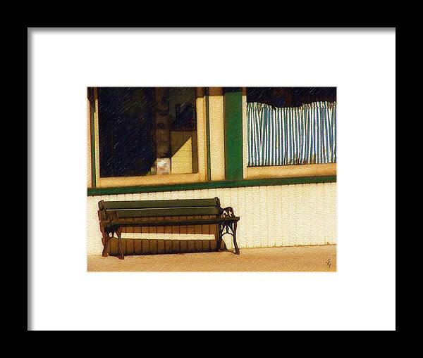 Bench Framed Print featuring the photograph Come Sit a Spell by Sandy MacGowan