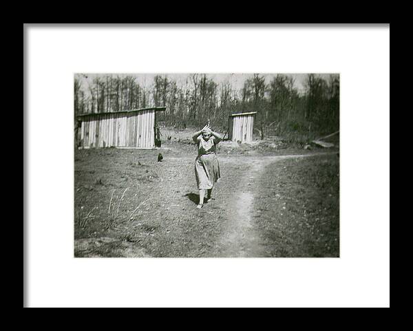 Old Photo Framed Print featuring the photograph Coming from the Outhouse by Harold Stinnette