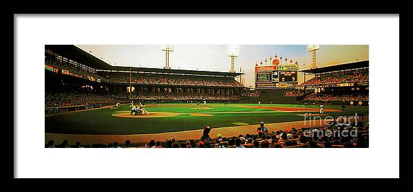 Comiskey Framed Print featuring the photograph Comiskey Park twilight  by Tom Jelen