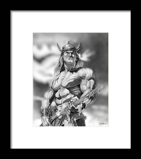 Pencil Framed Print featuring the drawing Conan by Bill Richards