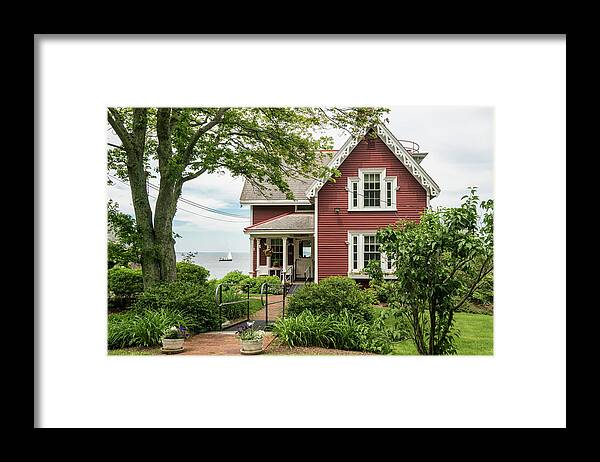 Conanicut Island Lighthouse Framed Print featuring the photograph Conanicut Island Lighthouse, Jamestown, Rhode Island by Dawna Moore Photography