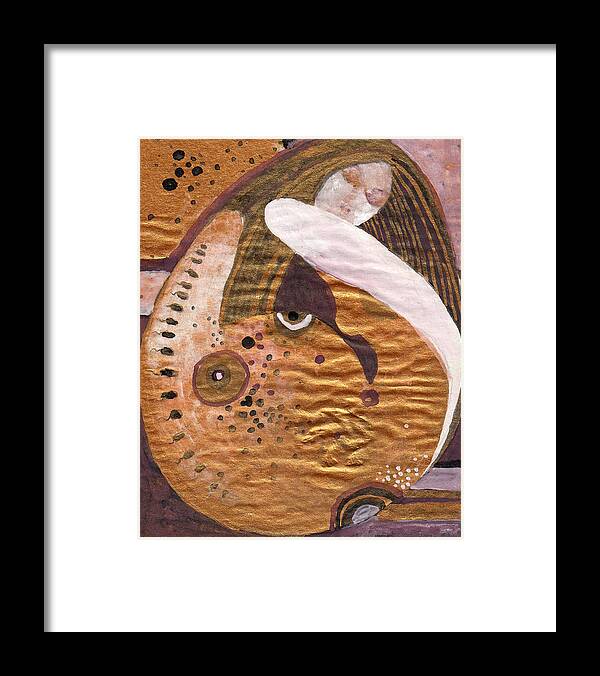 Woman Framed Print featuring the painting Conception dream by Maya Manolova