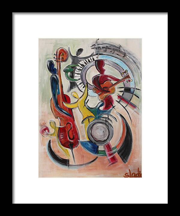 Music Framed Print featuring the painting Concert by Sladjana Lazarevic