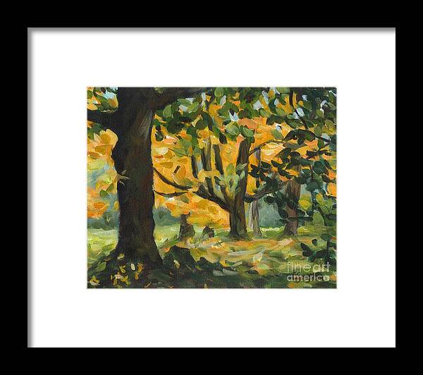 Painting Framed Print featuring the painting Concord Fall Trees by Claire Gagnon
