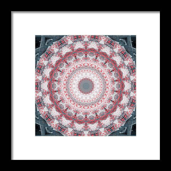 Concrete Framed Print featuring the painting Concrete and Red Mandala- Abstract Art by Linda Woods by Linda Woods