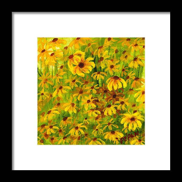 Conflowers Framed Print featuring the painting Coneflower joy by Wanda Pepin