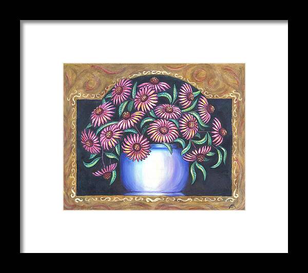 Flowers Framed Print featuring the painting Coneflowers Two by Linda Mears