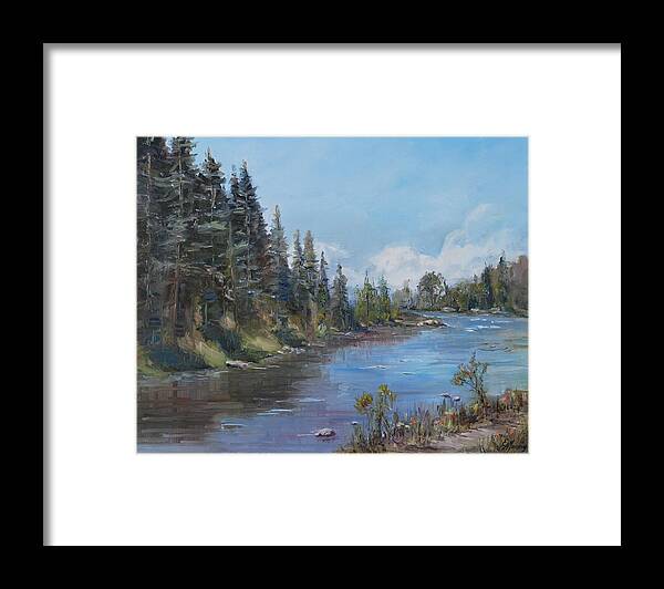 Impressionistic Landscape Framed Print featuring the painting Conejos River Bend by Elaine Monnig