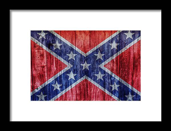 Confederate Flag On Wood Framed Print featuring the digital art Confederate Flag On Wood by Randy Steele