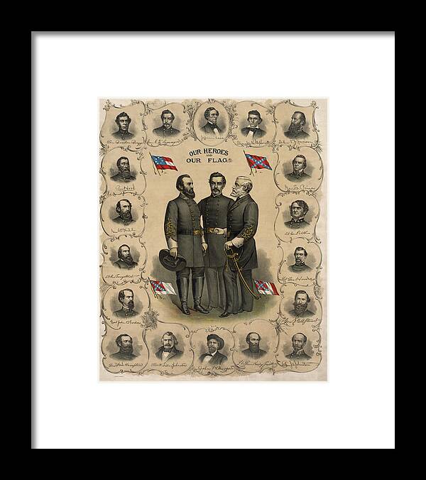 Confederate Framed Print featuring the painting Confederate Generals of The Civil War by War Is Hell Store
