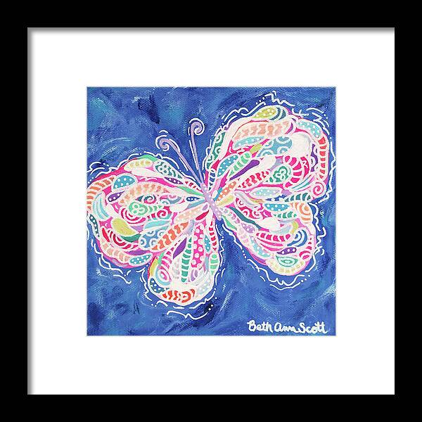 Butterfly Framed Print featuring the painting Confetti by Beth Ann Scott