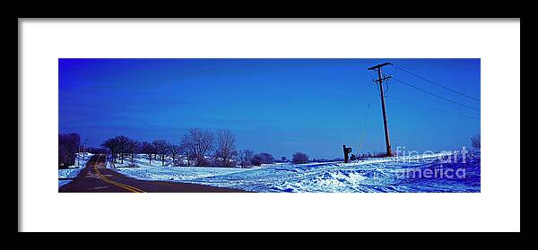 Farm Framed Print featuring the photograph Farm road meets black top by Tom Jelen