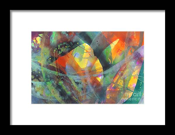 Abstract Framed Print featuring the painting Connections by Lucy Arnold