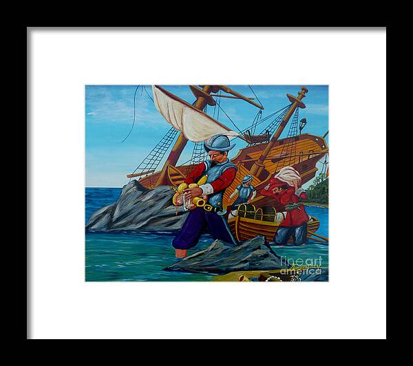 Spain Framed Print featuring the painting Conquistadors Gold by Anthony Dunphy