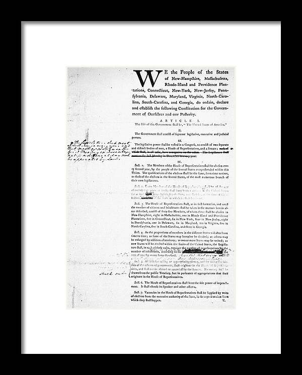 1787 Framed Print featuring the photograph Constitution: Draft, 1787 by Granger