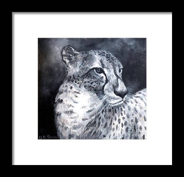 Cheetah Framed Print featuring the painting Contemplation by Deborah Smith