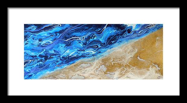 Contemporary Water Framed Print featuring the painting Contemporary Abstract Beach NaCl by Halcyon Fineart