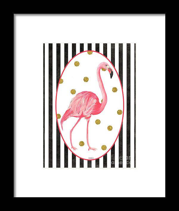 Flamingo Framed Print featuring the painting Contemporary Flamingos 2 by Debbie DeWitt