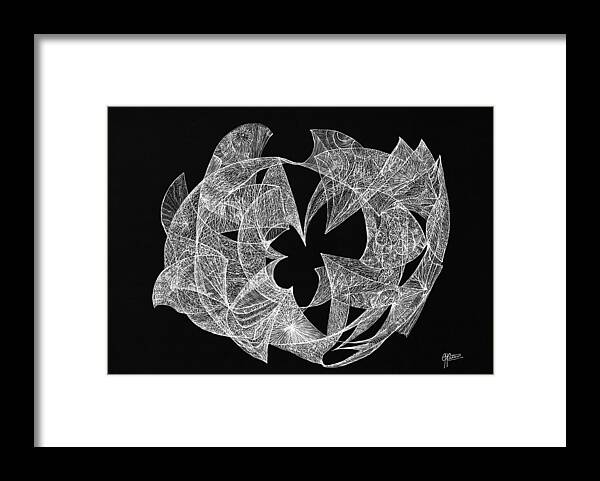 Botanic Botanical Blackandwhite Black And White Zentangle Zen Tangle Abstract Acceptance Circles Comfort Comforting Detailed Drawing Dreams Earth Framed Print featuring the drawing Contentment by Charles Cater