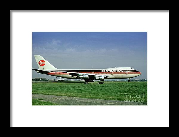 Continental Airlines Boeing 747-243b Framed Print featuring the photograph Continental Airlines Boeing 747-243B, N605PE, October 1988 by Wernher Krutein