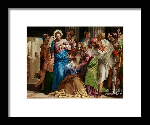 Uspd: Reproduction Framed Print featuring the painting Conversion of Mary Magdalene by Reproduction