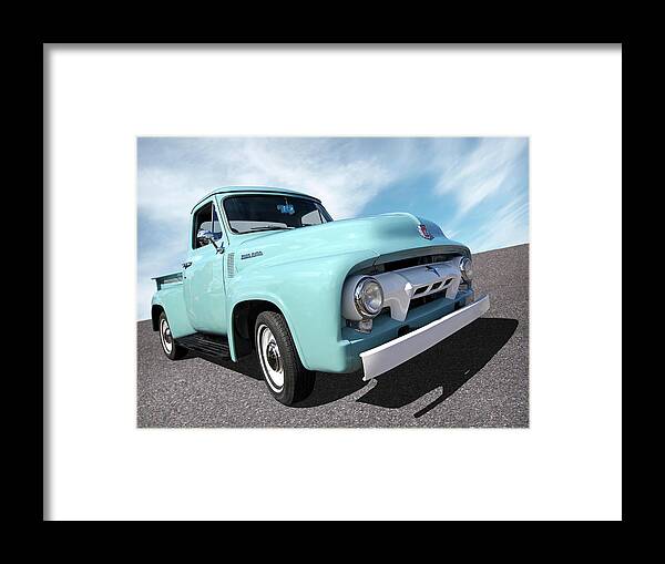 Ford F100 Framed Print featuring the photograph Cool as Ice - 1954 Ford F-100 Glacier Blue by Gill Billington