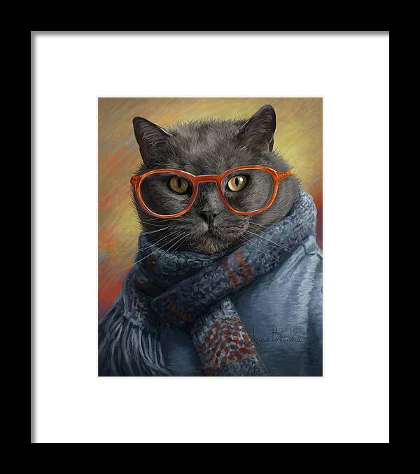 Cat Framed Print featuring the digital art Cool Cat by Lucie Bilodeau