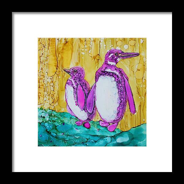 Birds Framed Print featuring the painting Cool Dudes by Ruth Kamenev