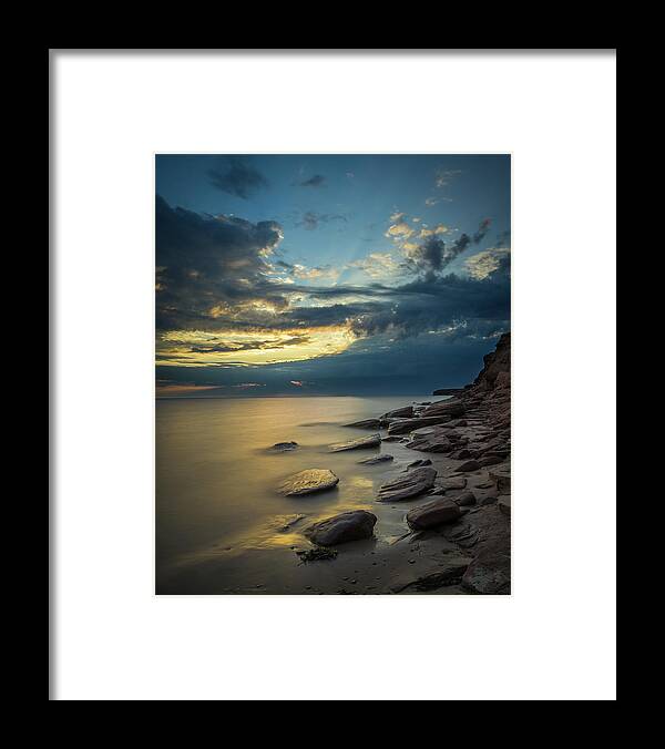 Bluffs By The Ocean Framed Print featuring the photograph Cool Still Cavendish Waters by Chris Bordeleau