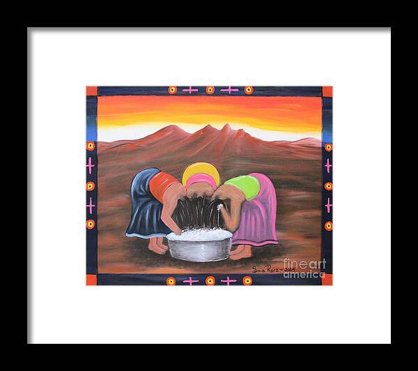 Mexican Art Framed Print featuring the painting Cooling Off by Sonia Flores Ruiz