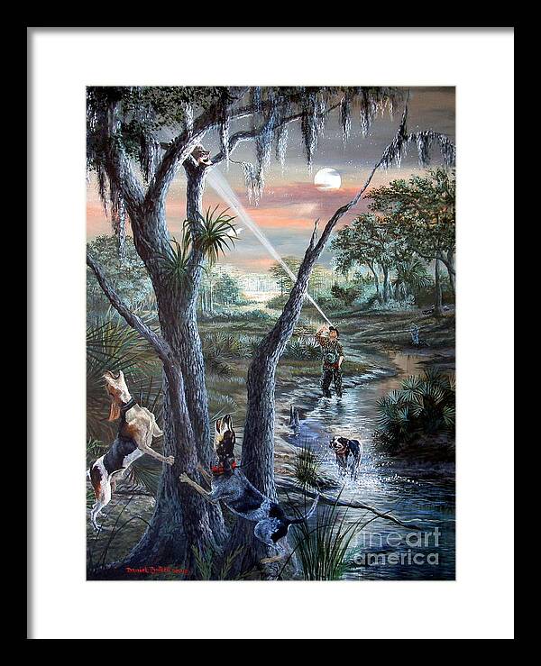 Coon Huntin the Backwoods- Framed Print by Daniel Butler - Fine Art America