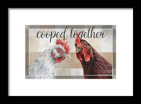 Chickens Framed Print featuring the painting Cooped Together by Annie Troe