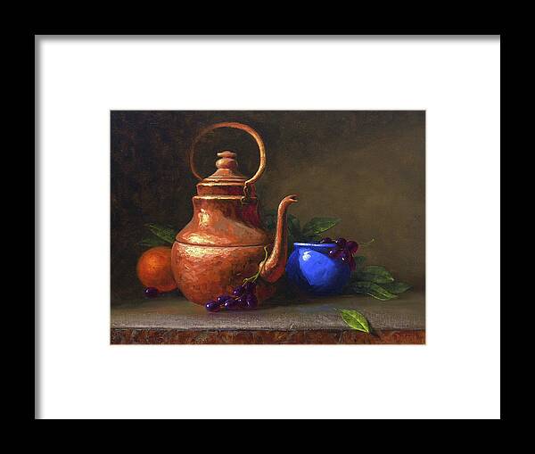 Still Life Framed Print featuring the painting Copper and Cobalt by Cody DeLong