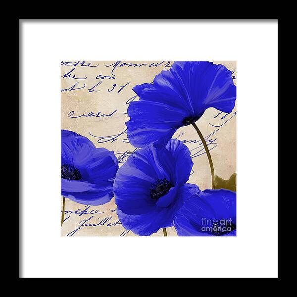 Poppies Framed Print featuring the painting Coquelicots Bleue by Mindy Sommers