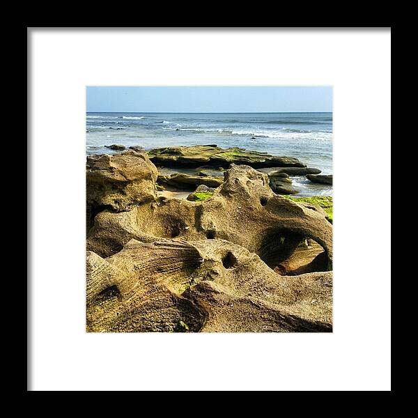 Ocean Framed Print featuring the photograph Coquina Rocks At Washington Oaks by Karen Breeze