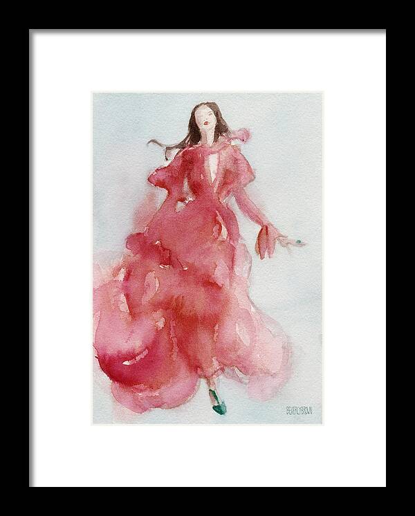 Fashion Framed Print featuring the painting Coral Evening Dress by Beverly Brown Prints