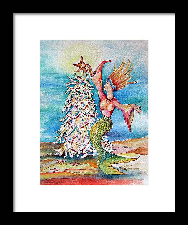 Mermaid Framed Print featuring the painting Coral tree mermaid by Patricia Piffath