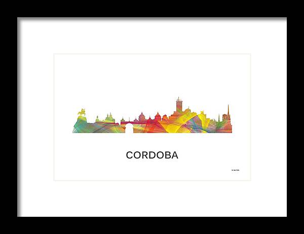 Cordoba Argentina Skyline Framed Print featuring the digital art Cordoba Argentina Skyline by Marlene Watson