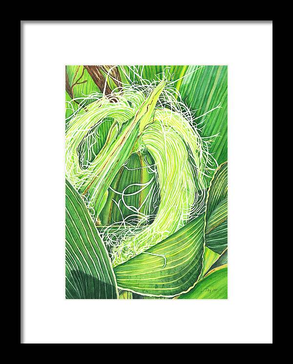 Corn Framed Print featuring the painting Corn Silk by Lori Taylor