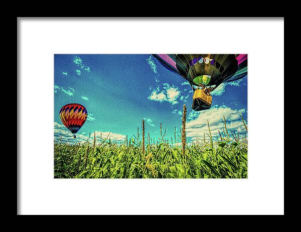  Farmland Framed Print featuring the photograph Cornfield View Hot Air Balloons by Bob Orsillo