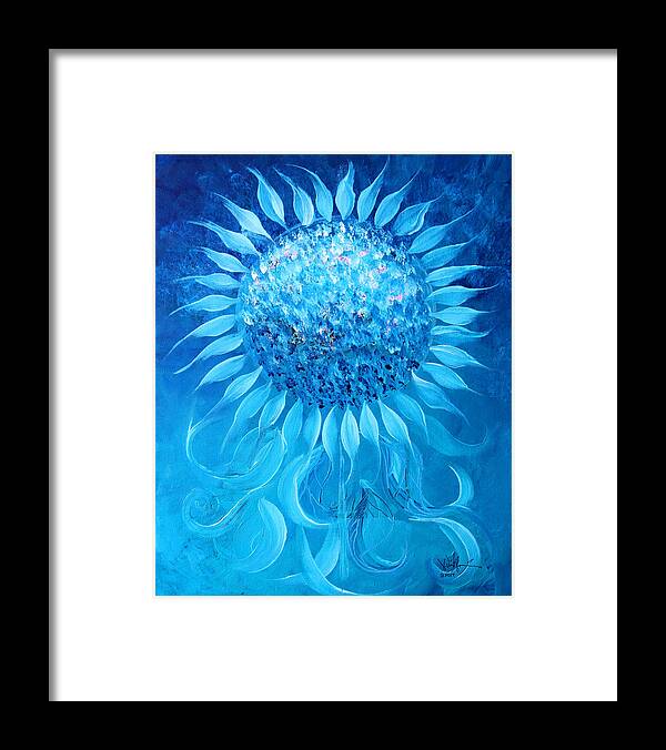 Sunflower Framed Print featuring the painting Cornflower In Moonlight by J Vincent Scarpace
