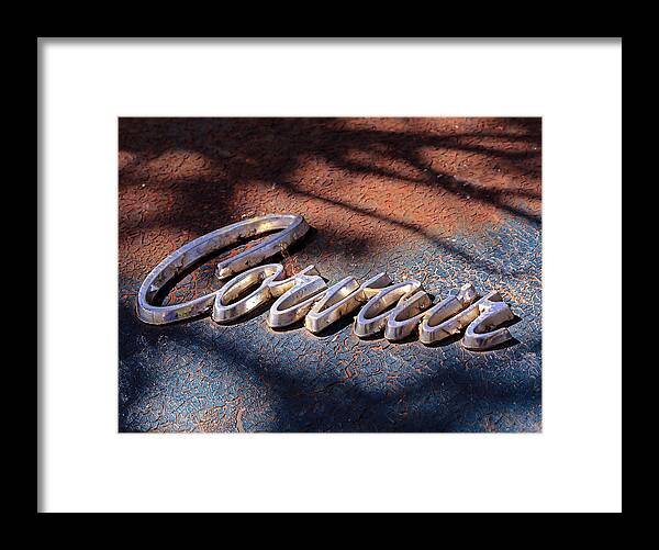 Car Framed Print featuring the photograph Corvair Emblem by Christopher McKenzie
